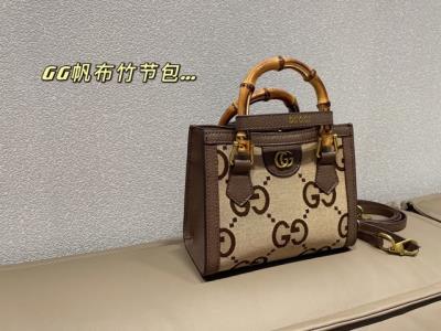 wholesale quality gucci ladies canvas bag with bamboo joint handle small